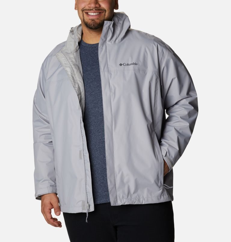 Men's Columbia Watertight II Rain Jackets Light Grey | Plus Size CA-XCLA4